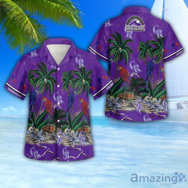 Colorado Rockies Tropical Sea And Parrots 3D Button Hawaiian Shirt Men And Women Aloha Summer Beach Gift Product Photo 1