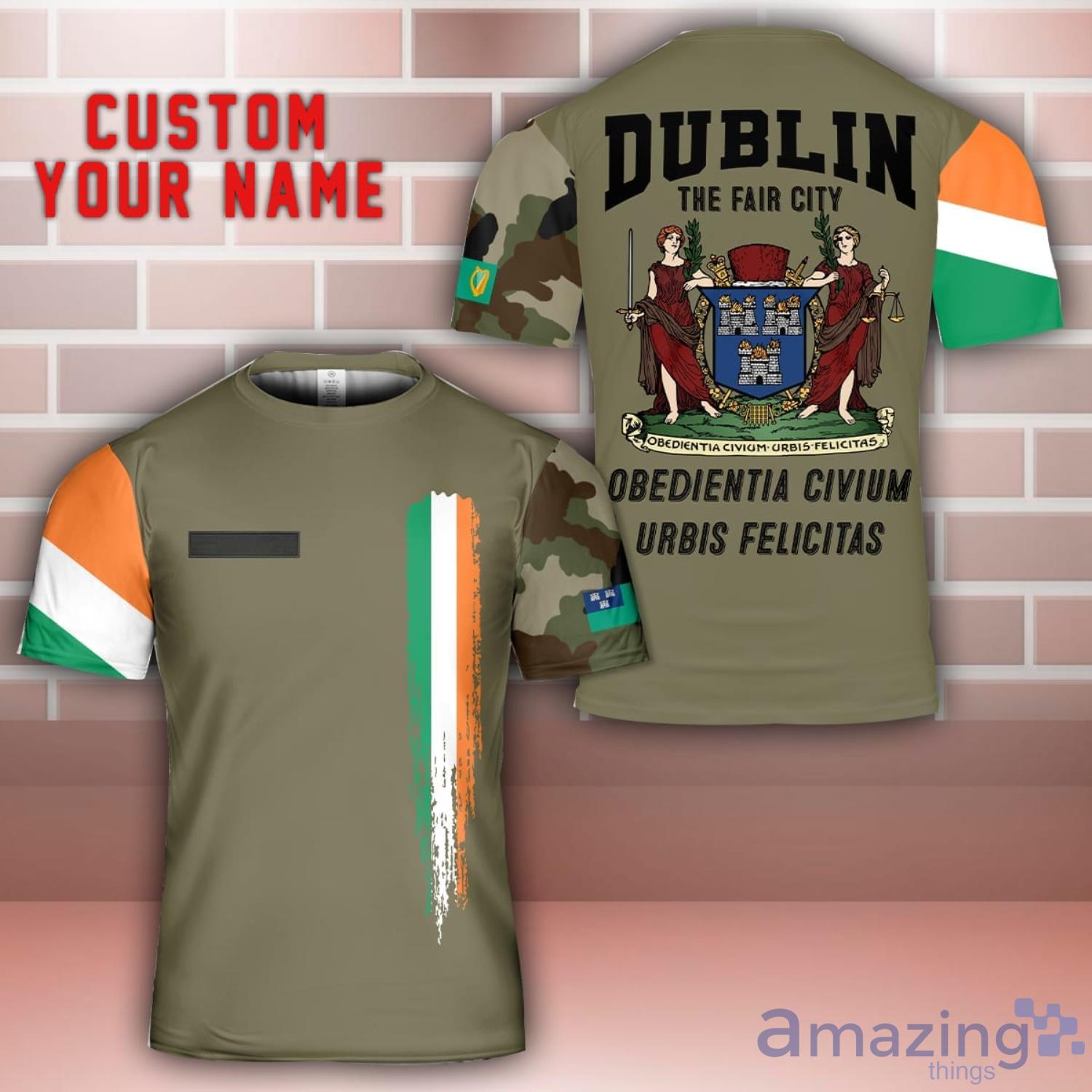 Custom Name Dublin, Ireland 3D T Shirt All Over Printed Gift For Men Women image Custom Name Dublin, Ireland 3D T-Shirt All Over Printed Gift For Men Women Product Photo 1