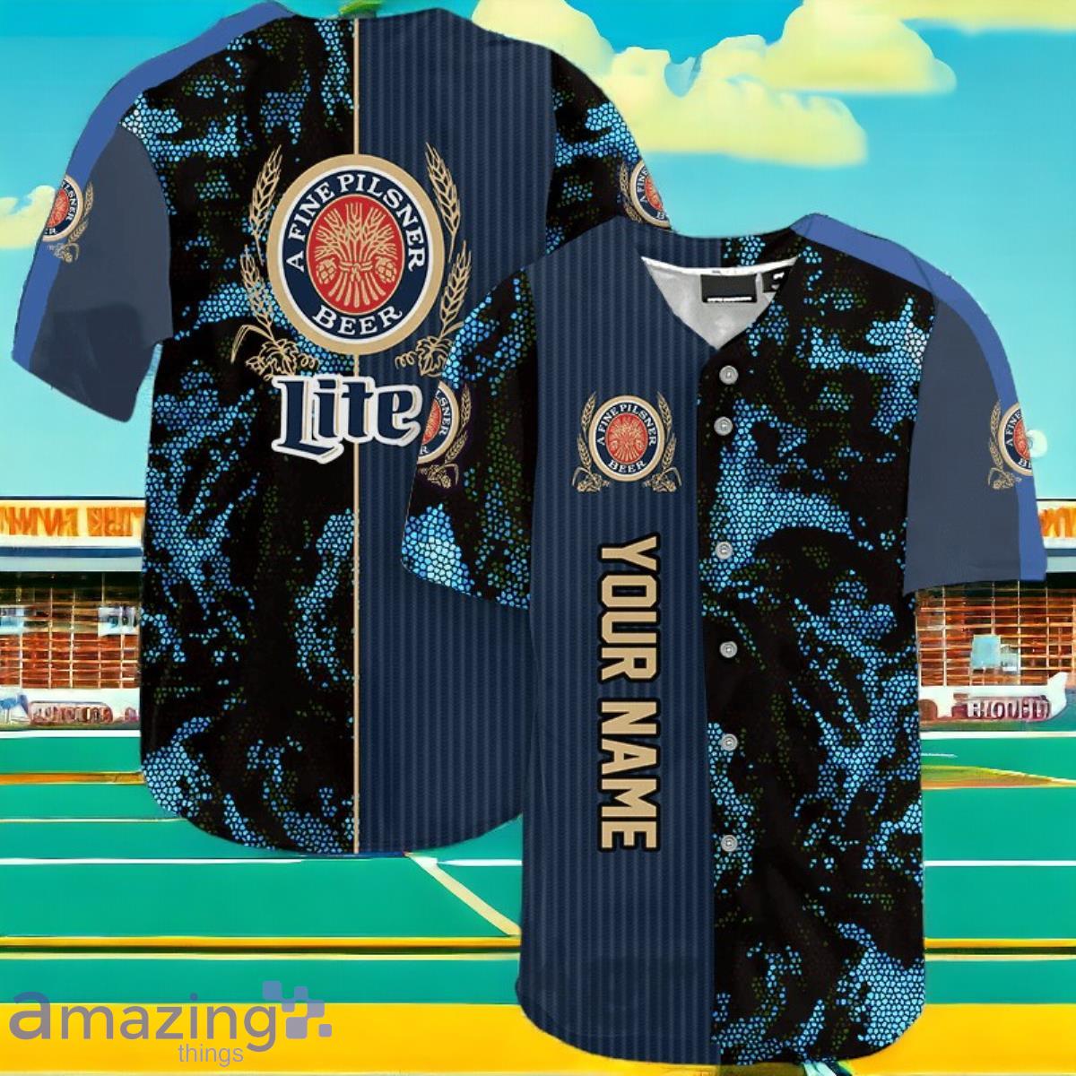 Custom Name Miller Lite Galaxy Mosaic Jersey Baseball Shirt Unique Gift Product Photo 1