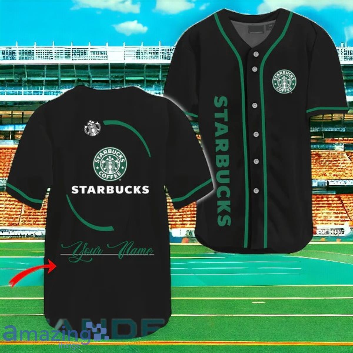 Custom Name Starbucks Coffee Jersey Baseball Shirt Unique Gift Product Photo 1