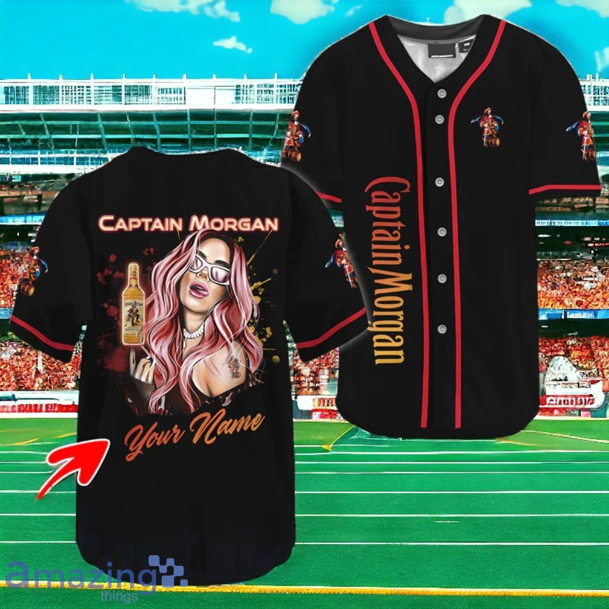 Custom Name The Girl Get Drunk With Captain Morgan Jersey Baseball Shirt Unique Gift Product Photo 1