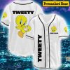 Custom Name Tweety Baseball Jersey, Tweety Shirts, Tweety Jersey Shirt WHite
