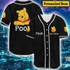 Custom Name Winnie Pooh Baseball Jersey, Pooh Bear Shirt, Pooh Jersey Shirt Back