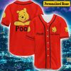 Custom Name Winnie Pooh Baseball Jersey, Pooh Bear Shirt, Pooh Jersey Shirt Red