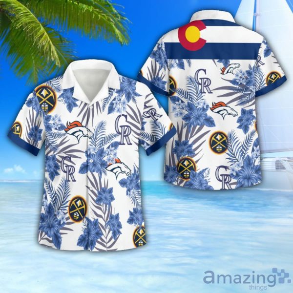 Denver Broncos Denver Nuggets Colorado Rockies 3D Button Hawaiian Shirt Men And Women Aloha Summer Beach Gift Product Photo 1