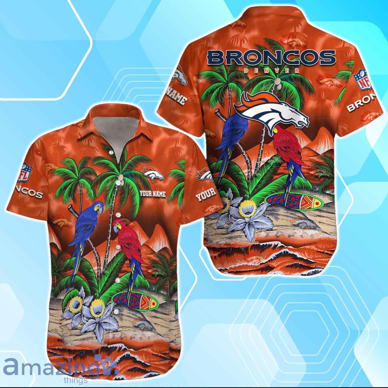 Denver Broncos Hawaiian Shirt Summer Gifts For Fans Custom Name image Denver Broncos Hawaiian Shirt Summer Gifts For Fans Custom Name Product Photo 1