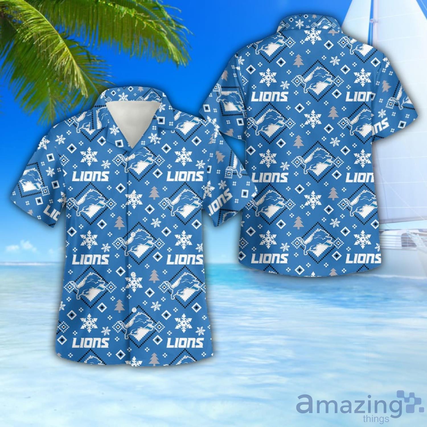 Detroit Lions 3D Button Hawaiian Shirt Men And Women Aloha Summer Beach Gift Product Photo 1