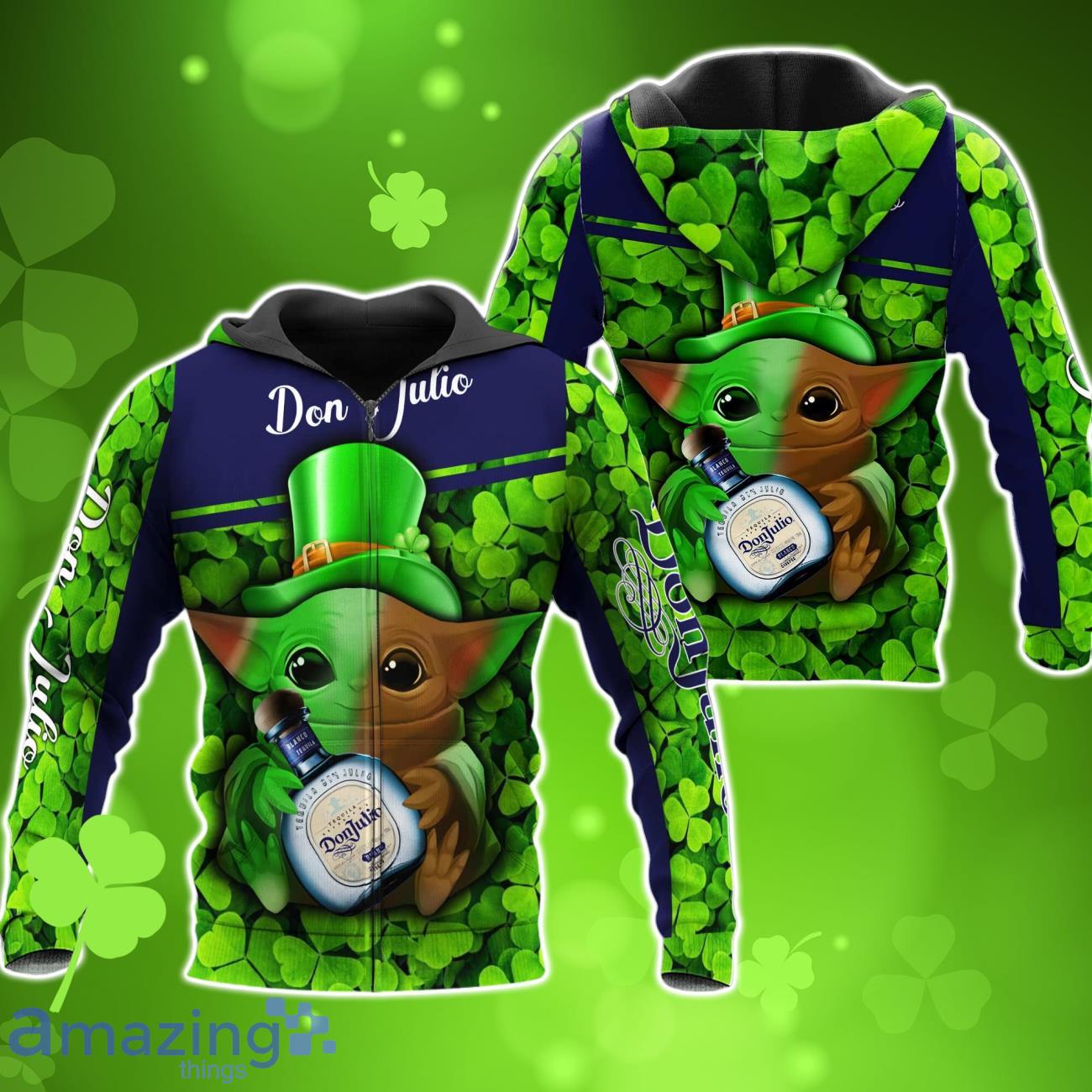 Don Julio Baby Yoda St Patrick’s Day 3D AOP Hoodies For Men And Women image Don Julio Baby Yoda St Patrick’s Day 3D AOP Hoodies For Men And Women Product Photo 1