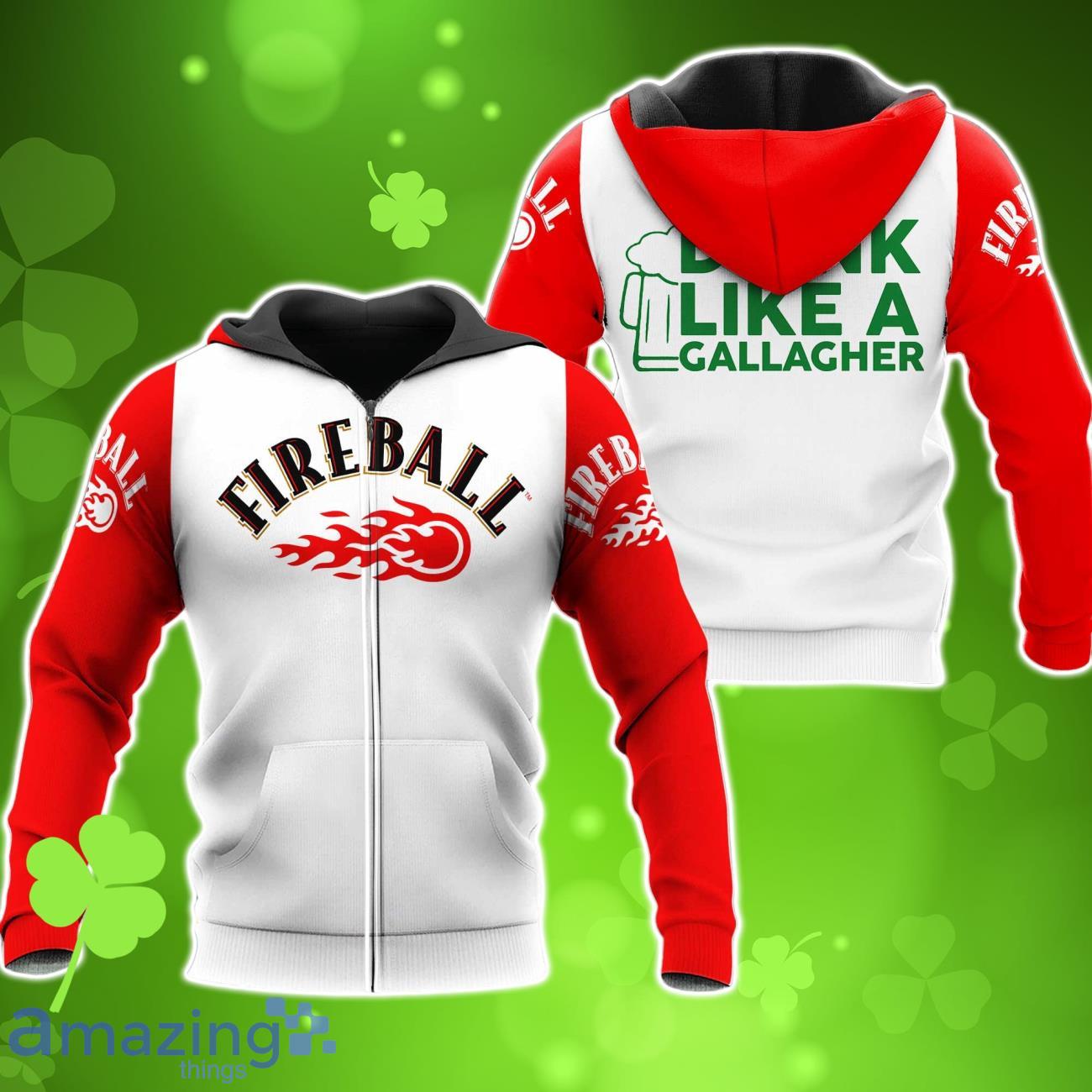 Fireball Cinnamon Whisky Drink Like A Gallagher Patrick Day 3D AOP Hoodies For Men And Women image Fireball Cinnamon Whisky Drink Like A Gallagher Patrick Day 3D AOP Hoodies For Men And Women Product Photo 1
