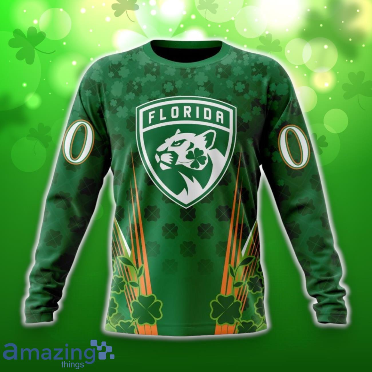 Florida Panthers Full Green Design For St. Patrick’s Day 3D Shirt Hoodies Custom Number & Name image Florida Panthers Full Green Design For St. Patrick’s Day 3D Shirt Hoodies Custom Number & Name Product Photo 4