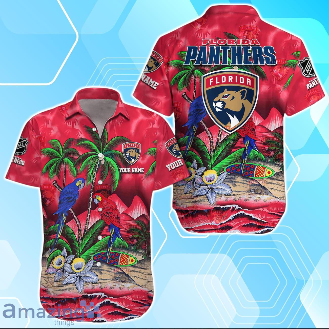 Florida Panthers Hawaiian Shirt Summer Gifts For Fans Custom Name image Florida Panthers Hawaiian Shirt Summer Gifts For Fans Custom Name Product Photo 1