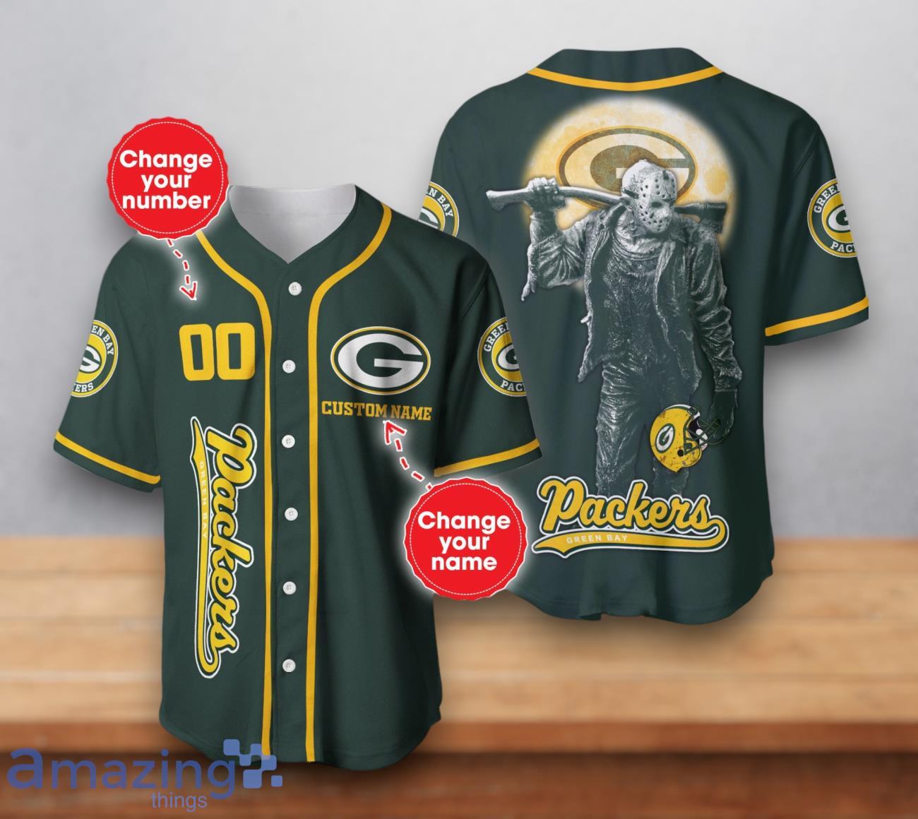 Green Bay Packers NFL Custom Number & Name Baseball Jersey For Fans image Green Bay Packers NFL Custom Number & Name Baseball Jersey For Fans Product Photo 1