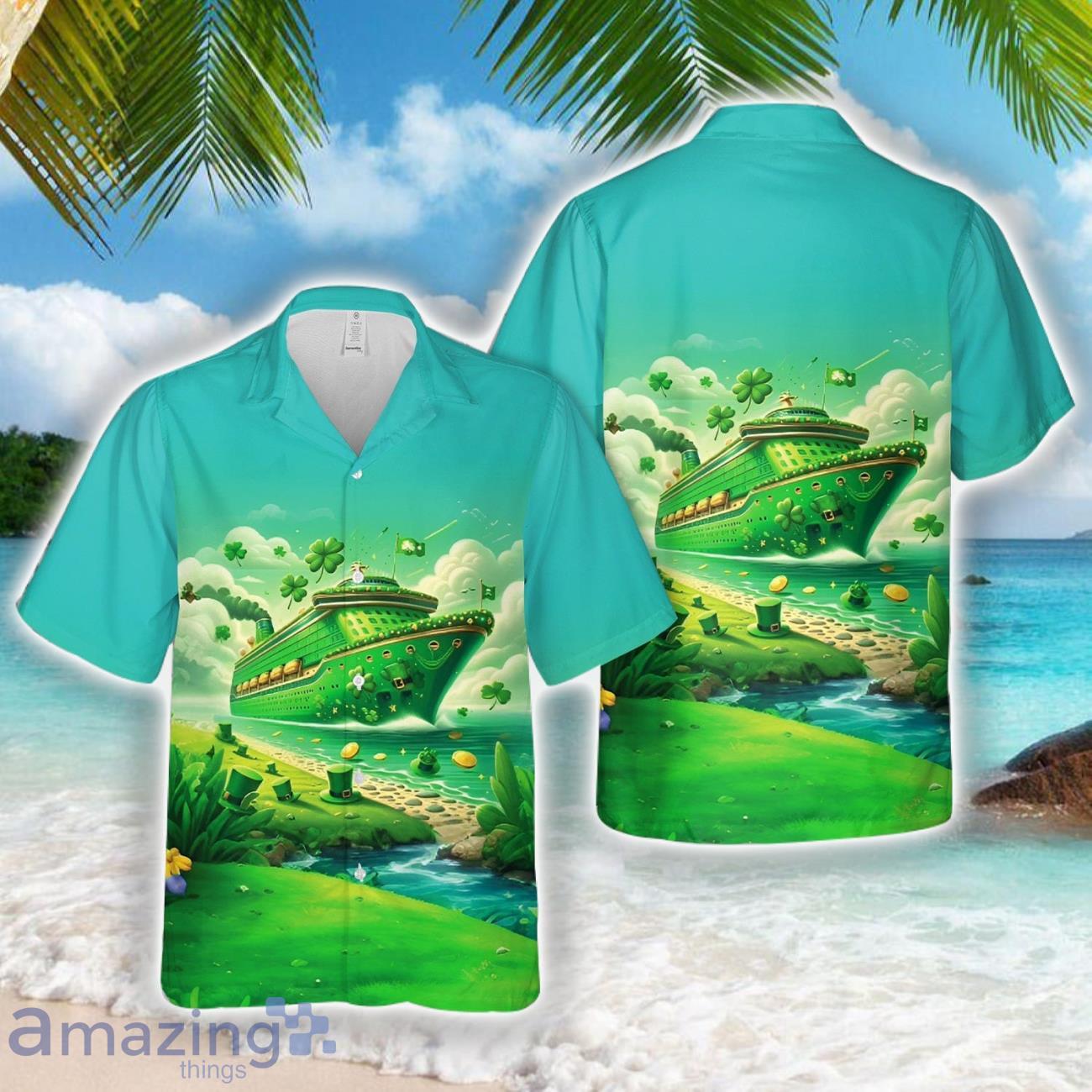 Green Cruise Ship St Patrick's Day Hawaiian Shirt Aloha Holiday Gift For Men Women image Green Cruise Ship St Patrick's Day Hawaiian Shirt Aloha Holiday Gift For Men Women