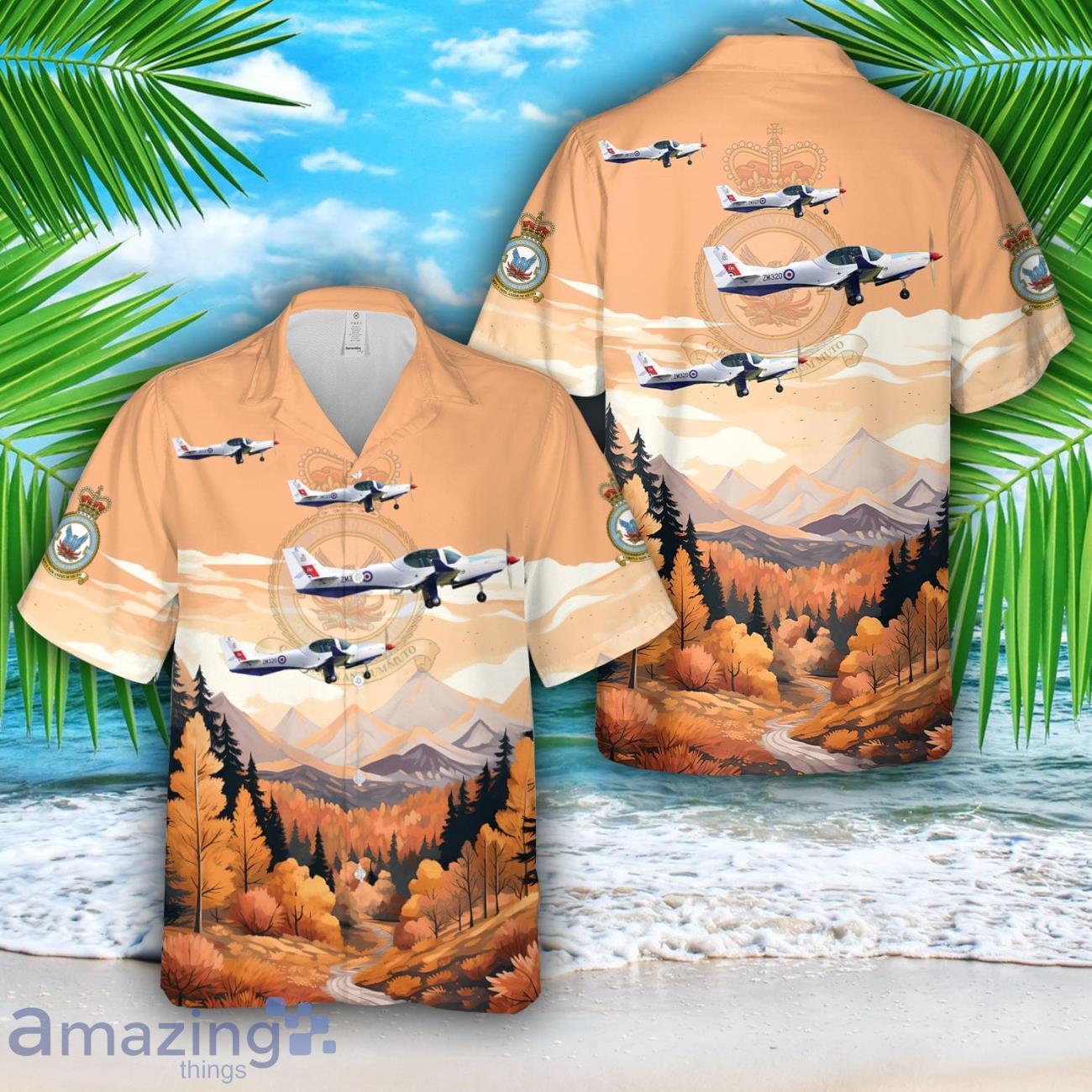 Grob G 120TP 'Prefect' T1 57 squadron RAF 3D Hawaiian Shirt Summer Vacation Gift image Grob G 120TP 'Prefect' T1 57 squadron RAF 3D Hawaiian Shirt Summer Vacation Gift