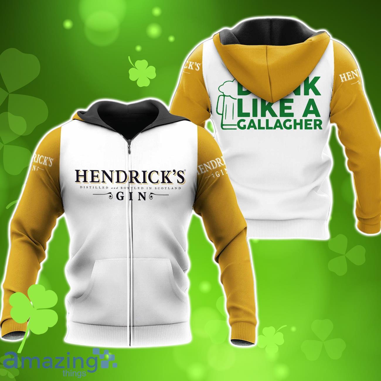 Hendrick's Gin Drink Like A Gallagher Patrick Day 3D AOP Hoodies For Men And Women image Hendrick's Gin Drink Like A Gallagher Patrick Day 3D AOP Hoodies For Men And Women