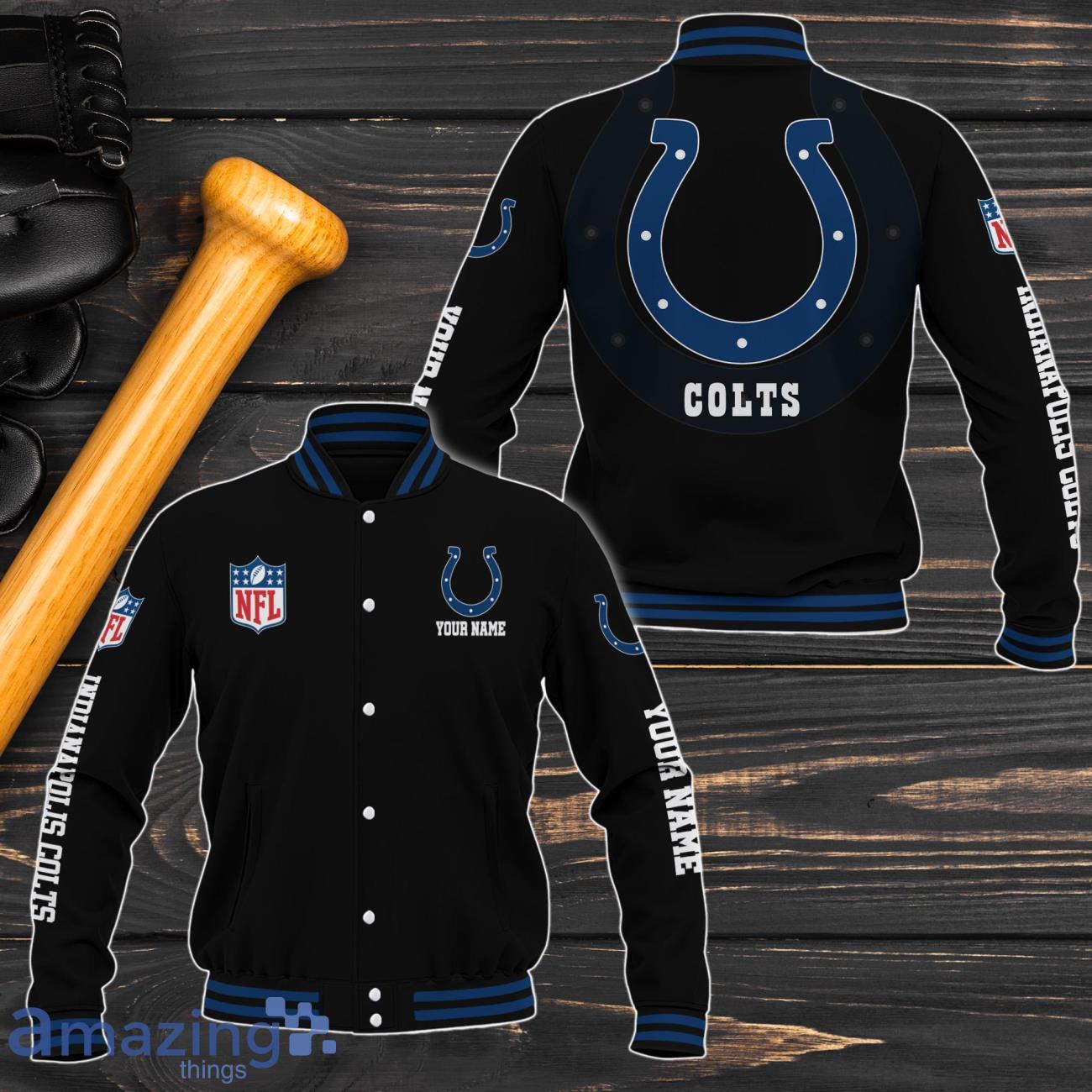 Indianapolis Colts Baseball Jacket Custom Name Sport Gifts For Fans image Indianapolis Colts Baseball Jacket Custom Name Sport Gifts For Fans Product Photo 1