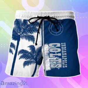 Indianapolis Colts Hawaiian Shirt And Short Palm Tree Custom Name Product Photo 3