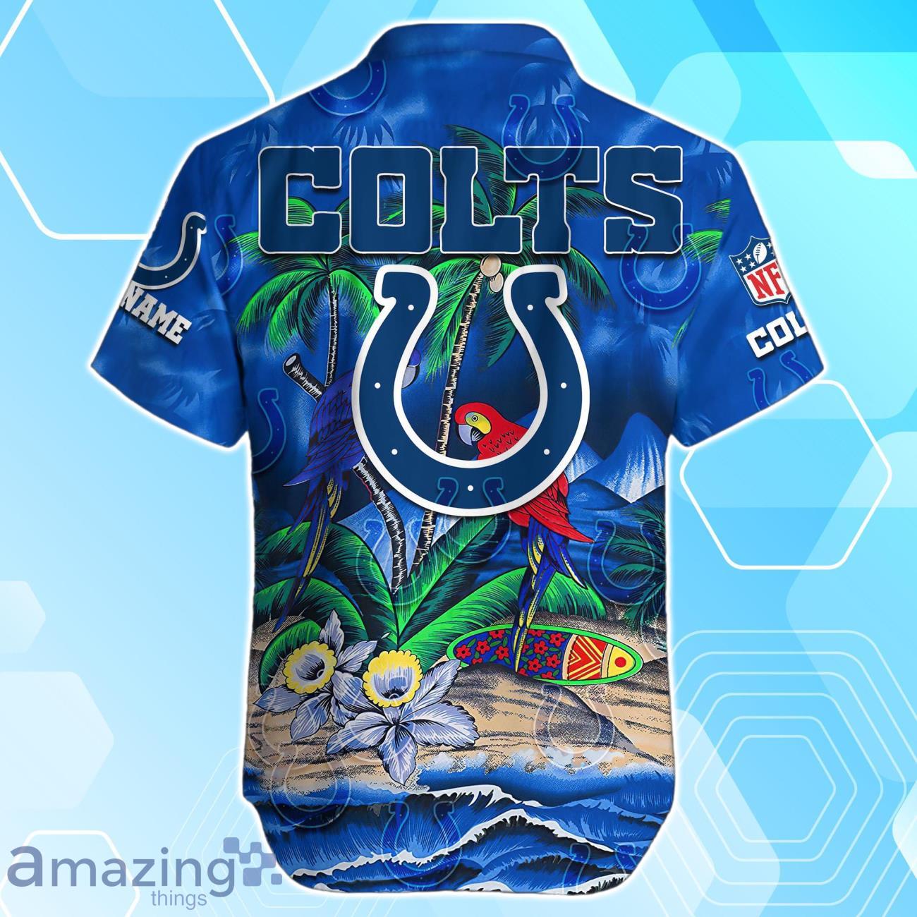 Indianapolis Colts Hawaiian Shirt Summer Gifts For Fans Custom Name image Indianapolis Colts Hawaiian Shirt Summer Gifts For Fans Custom Name Product Photo 3