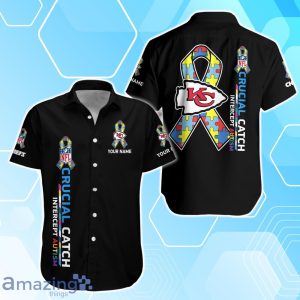 Kansas City Chiefs Hawaiian Shirt & Short Crucial Catch Intercept Autism Custom Name Product Photo 2