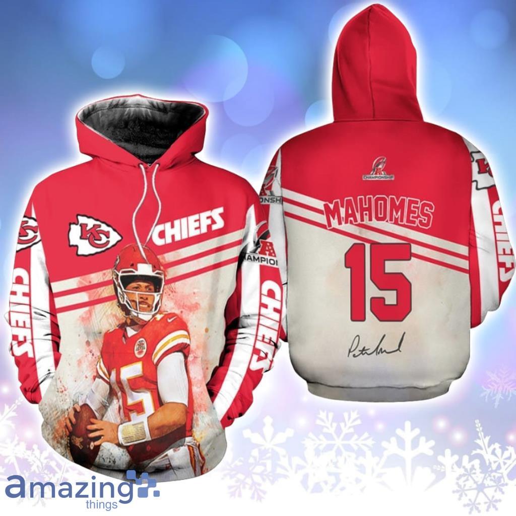 Kansas City Chiefs Patrick Mahomes 15 AFC Championship 2022 Red Jersey Style 3D Allover Designed Gift For Chiefs Fans Hoodie 3D All Over Print Detailed Patterns Best Gift Product Photo 1
