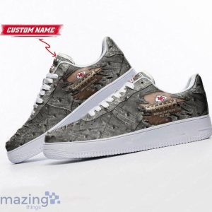 Kansas City Chiefs Personalized Name Air Force Sneakers Grey Shoes Product Photo 2