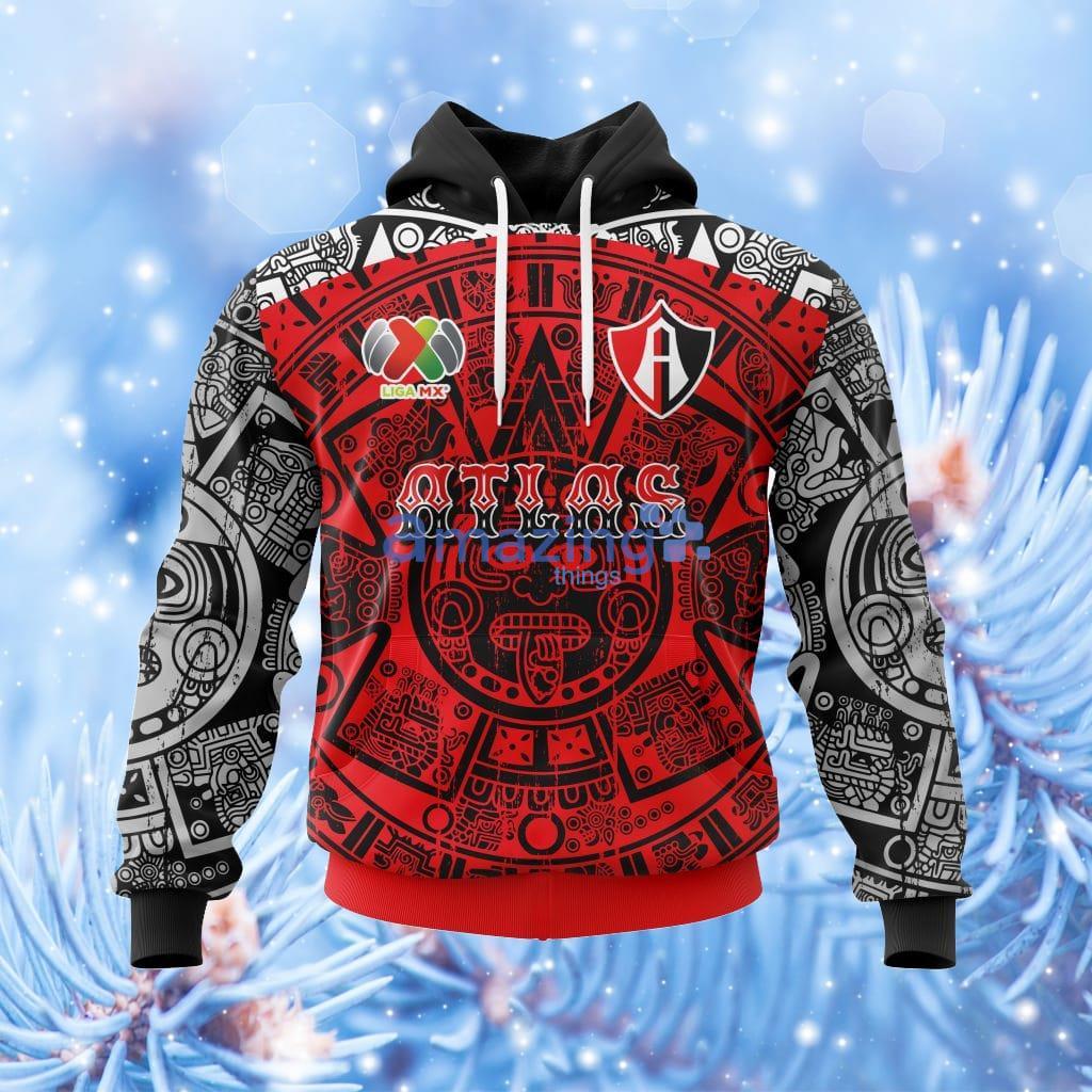 Liga Mx Atlas Personalized Name And Number With Aztec Sun Symbol Hoodie 3D All Over Print image Liga Mx Atlas Personalized Name And Number With Aztec Sun Symbol Hoodie 3D All Over Print Product Photo 1