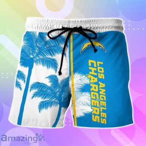 Los Angeles Chargers Hawaiian Shirt And Short Palm Tree Custom Name Product Photo 3