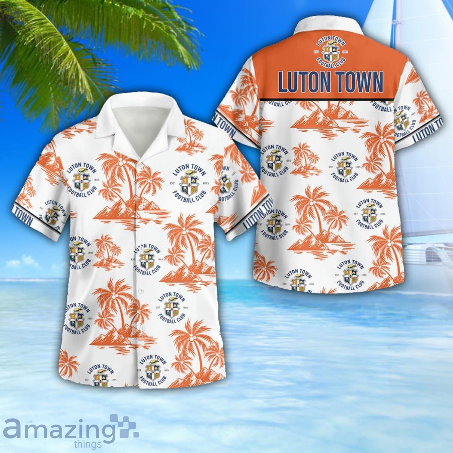 Luton Town Fc 3D Button Hawaiian Shirt Men And Women Aloha Summer Beach Gift image Luton Town Fc 3D Button Hawaiian Shirt Men And Women Aloha Summer Beach Gift Product Photo 1