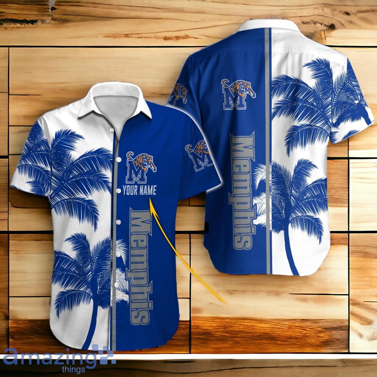 Memphis Tigers Hawaiian Shirt And Short Palm Tree Custom Name image Memphis Tigers Hawaiian Shirt And Short Palm Tree Custom Name Product Photo 2