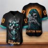 Miami Dolphins NFL Custom Number & Name Skull 3D Baseball Jersey