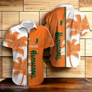 Miami Hurricanes Hawaiian Shirt And Short Palm Tree Custom Name Product Photo 2