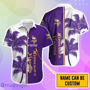Minnesota Vikings Hawaiian Shirt And Short Palm Tree Custom Name Product Photo 2
