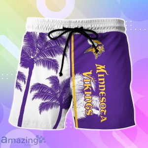 Minnesota Vikings Hawaiian Shirt And Short Palm Tree Custom Name Product Photo 3
