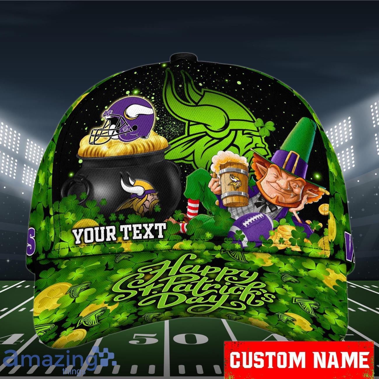 Minnesota Vikings NFL Cap 3D Patrick's Day Custom Name For Fans Product Photo 1