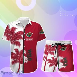 Minnesota Wild Hawaiian Shirt And Short Palm Tree Custom Name Product Photo 1