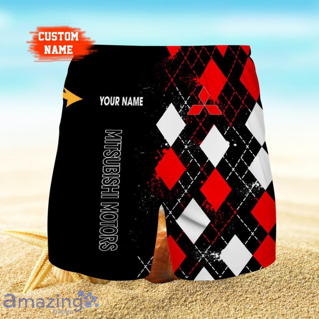 Mitsubishi Logo Print 3D Short Hawaiian Custom Name Trending Summer For Men image Mitsubishi Logo Print 3D Short Hawaiian Custom Name Trending Summer For Men Product Photo 1