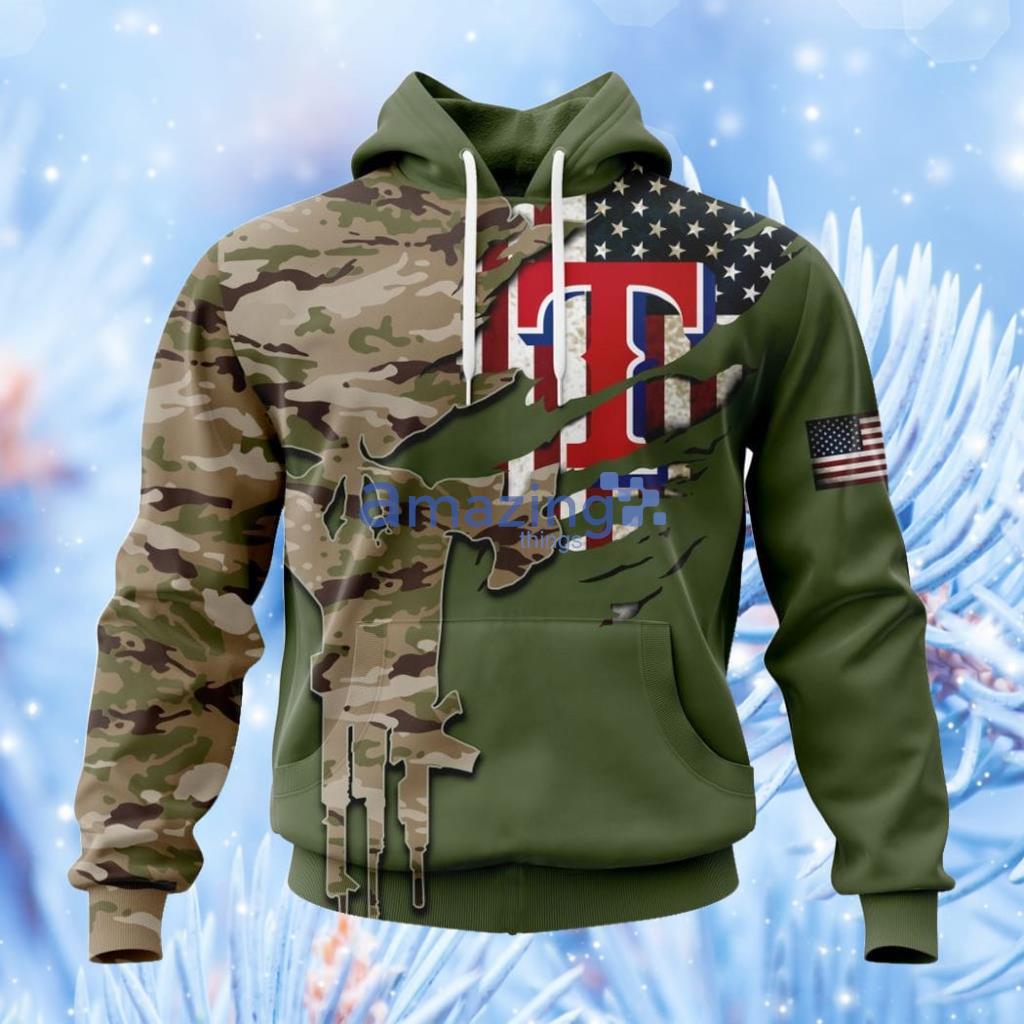 Mlb Texas Rangers Special Camo Design For Veterans Day Hoodie 3D All Over Print Attract Gift For Men And Women Product Photo 1