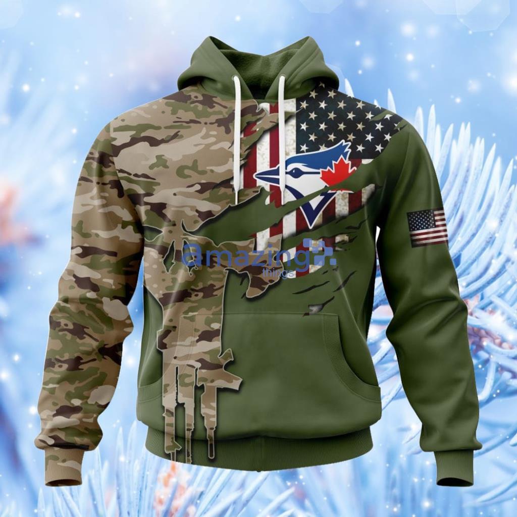 Mlb Toronto Blue Jays Special Camo Design For Veterans Day Hoodie 3D All Over Print Attract Gift For Men And Women Product Photo 1