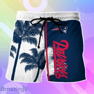 New England Patriots Hawaiian Shirt And Short Palm Tree Custom Name Product Photo 3