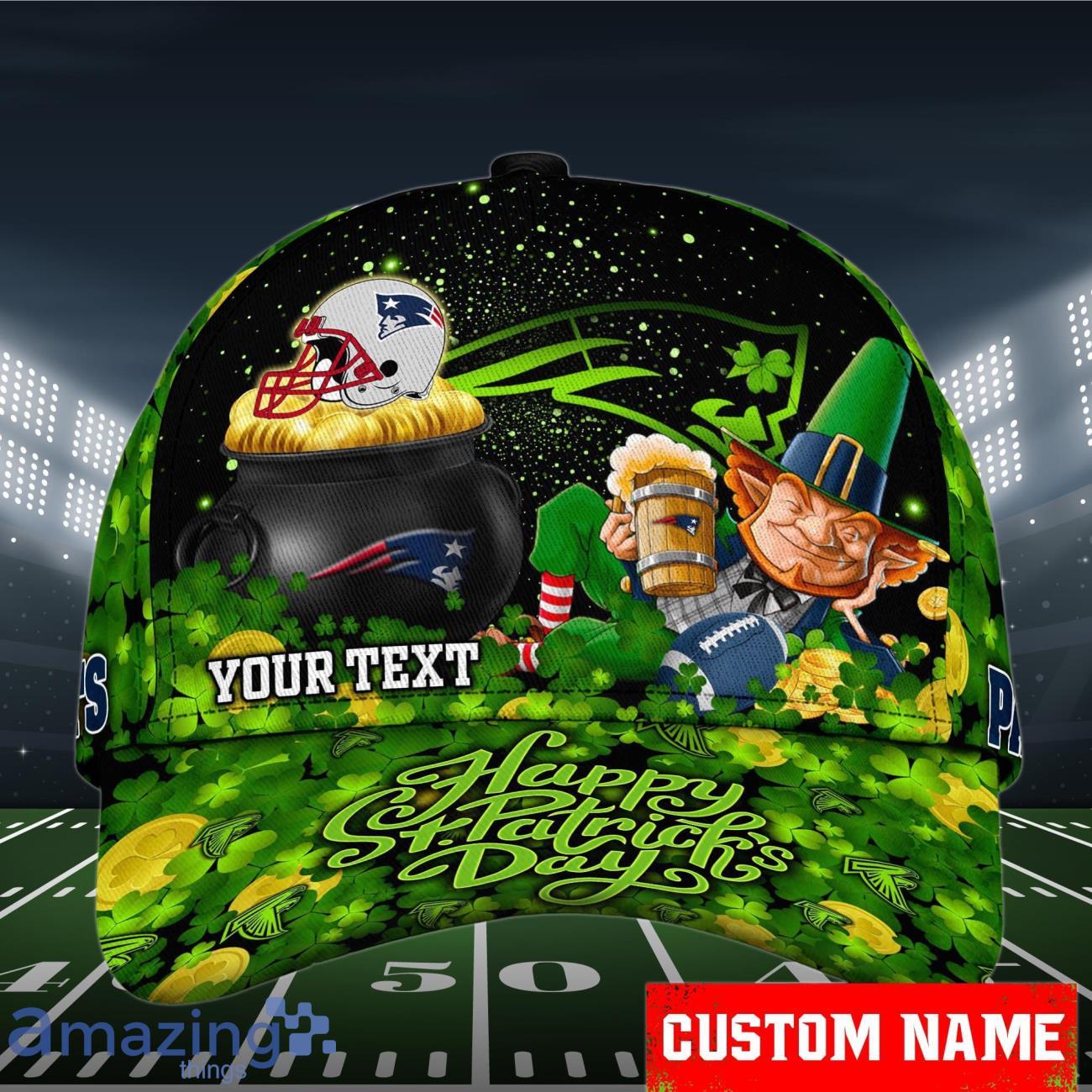 New England Patriots NFL Cap 3D Patrick's Day Custom Name For Fans Product Photo 1