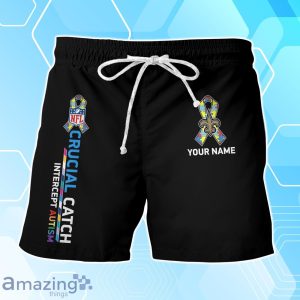 New Orleans Saints Hawaiian Shirt & Short Crucial Catch Intercept Autism Custom Name Product Photo 3