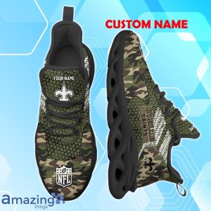 New Orleans Saints NFL Max Soul Shoes Camo Design Custom Name Product Photo 2
