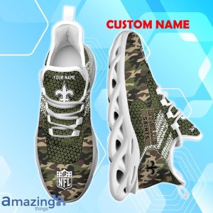New Orleans Saints NFL Max Soul Shoes Camo Design Custom Name Product Photo 4