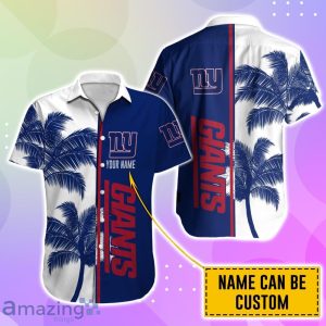 New York Giants Hawaiian Shirt And Short Palm Tree Custom Name Product Photo 2