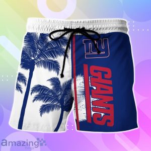 New York Giants Hawaiian Shirt And Short Palm Tree Custom Name Product Photo 3