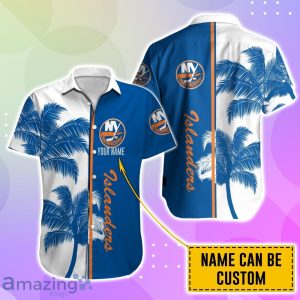 New York Islanders Hawaiian Shirt And Short Palm Tree Custom Name image New York Islanders Hawaiian Shirt And Short Palm Tree Custom Name Product Photo 2