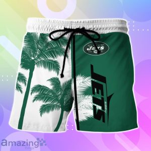 New York Jets Hawaiian Shirt And Short Palm Tree Custom Name Product Photo 3