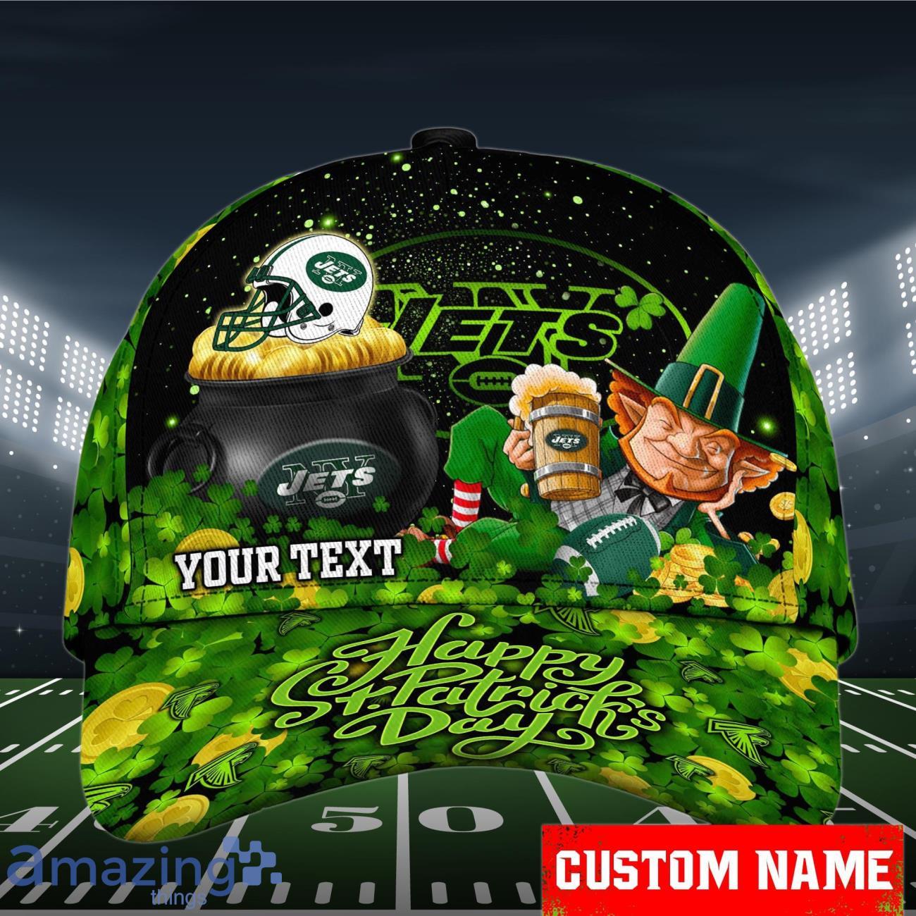New York Jets NFL Cap 3D Patrick's Day Custom Name For Fans Product Photo 1