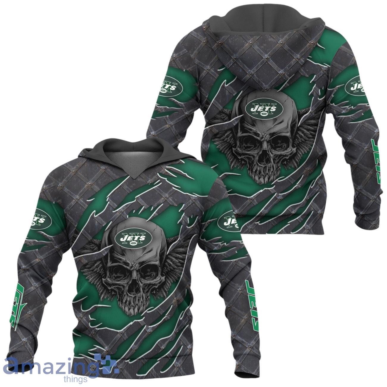 New York Jets Skull 3D Hoodie For Men Women image New York Jets Skull 3D Hoodie For Men Women Product Photo 1