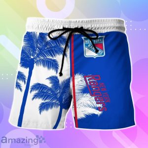 New York Rangers Hawaiian Shirt And Short Palm Tree Custom Name Product Photo 3